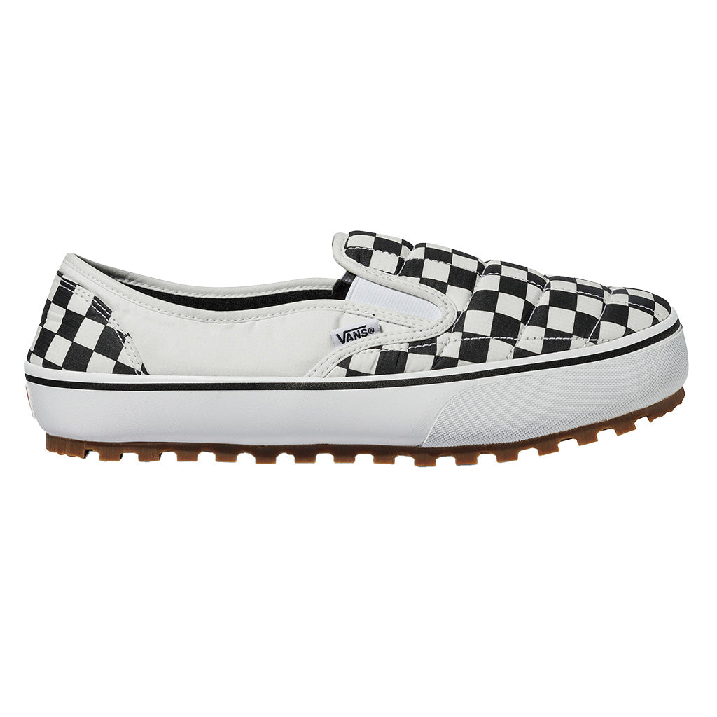 Grey and white on sale checkerboard slip on vans